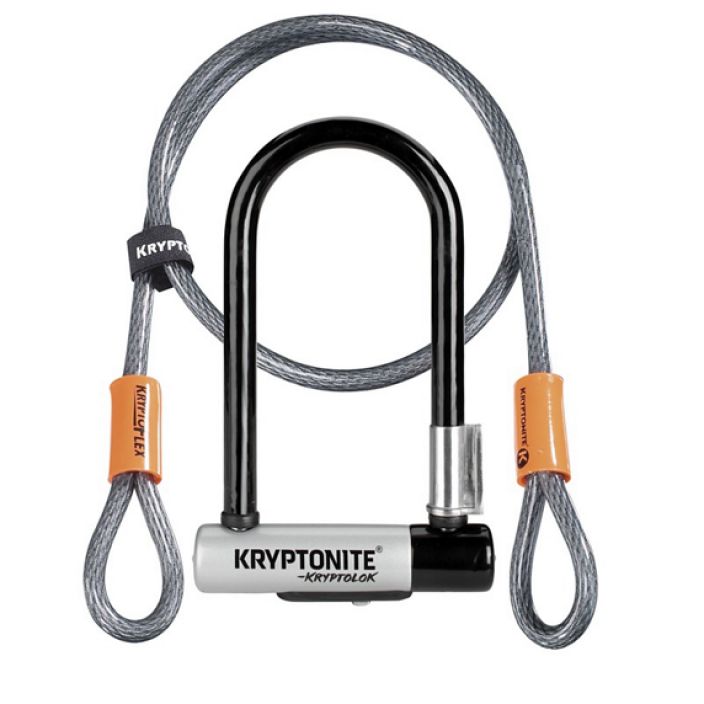 Kryptonite Kryptolock Mini 7 8,2x17,8cm ja 120CM vaijeri u-lukko 6/10 turvataso 13mm karkaistu teraskaari