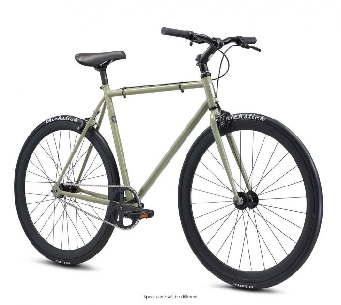 Fuji Declaration Khaki Green Hi-ten terasrunkoisesta Declaration single-speed fillarista kertoo paljon se, etta malli on