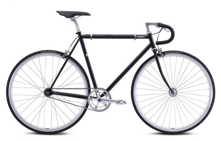Fuji Feather Midnight Black 61cm XL Fujin legendaarinen luottokulkine single-speed Cro-mo terasrungolla, droppitangolla ja